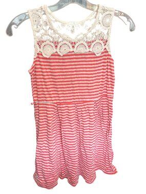 Monteau Girl Salmon And White Stripe Mini Maxi Dress Size Large (12)